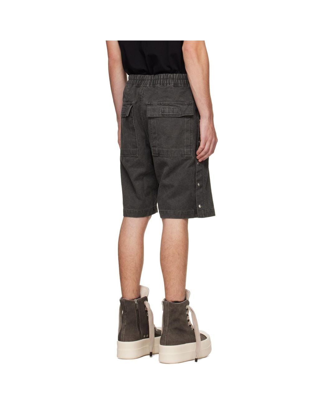 Rick Owens Black Elasticated Drawstring Waistband Shorts for men