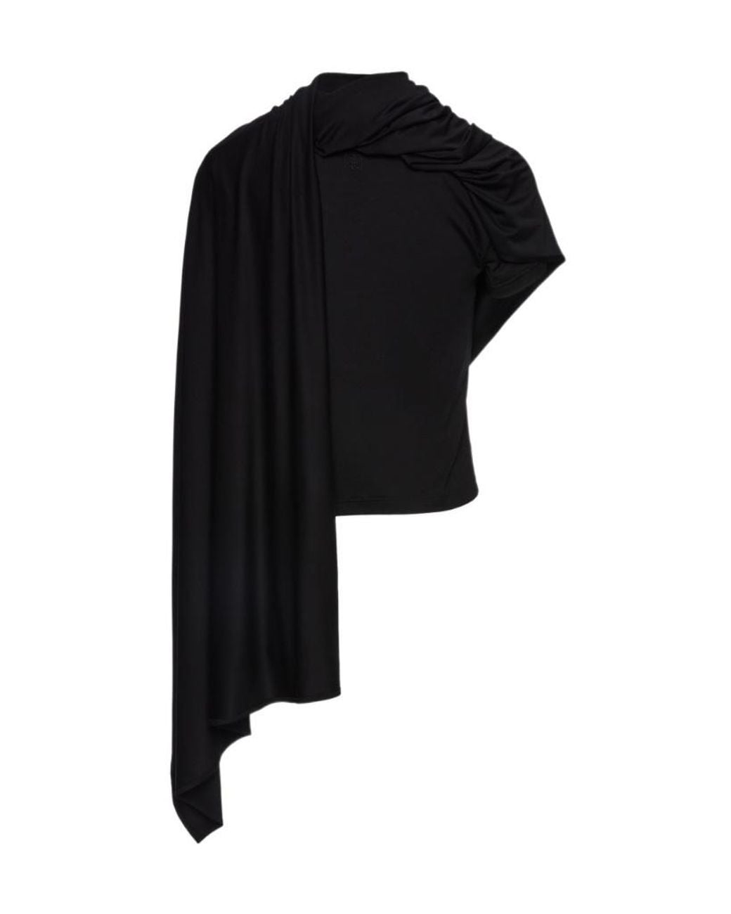 Magda Butrym Black Scarf Detailed Fitted T-Shirt