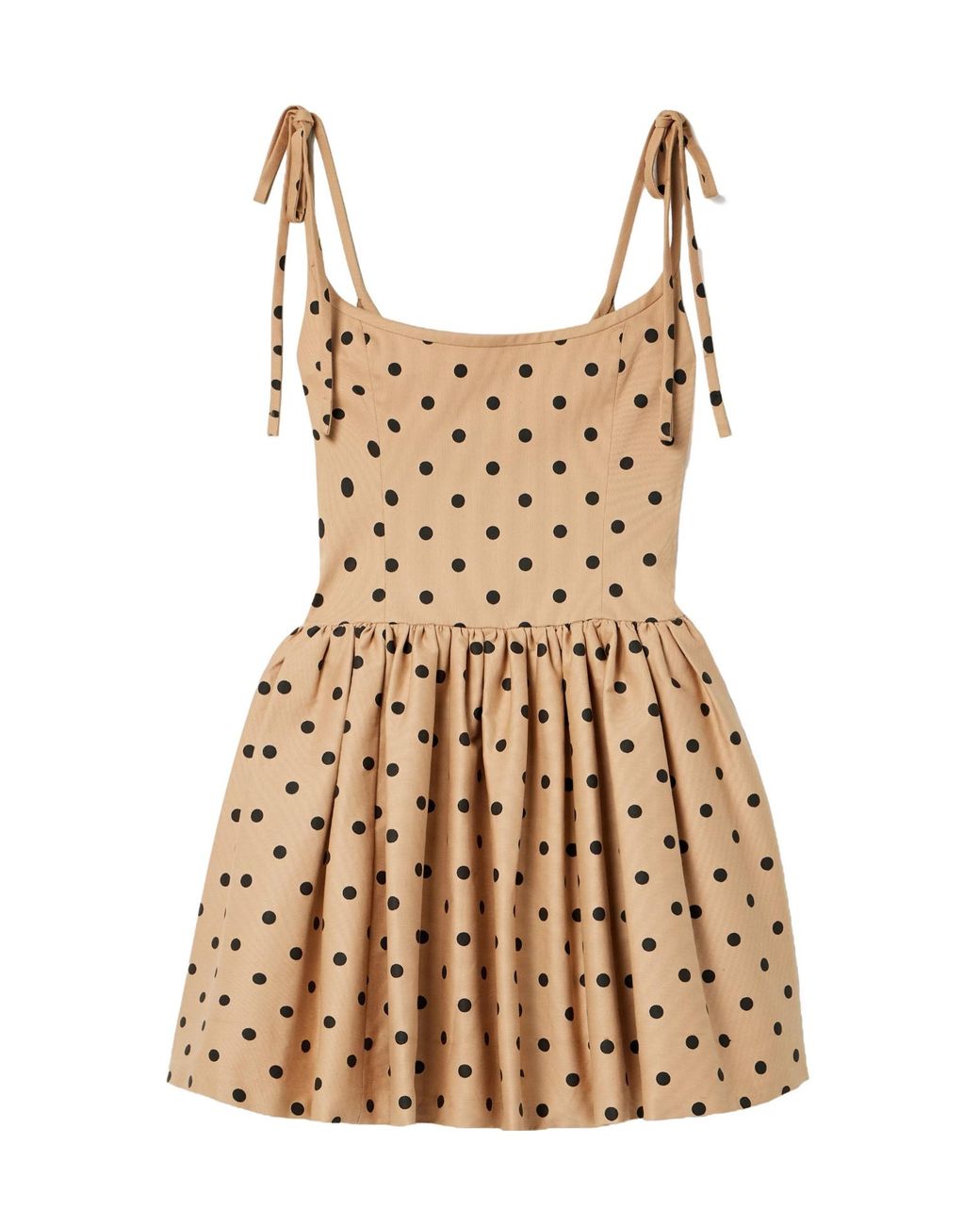 Carolina Herrera Natural Polka-Dot Faille Mini Dress