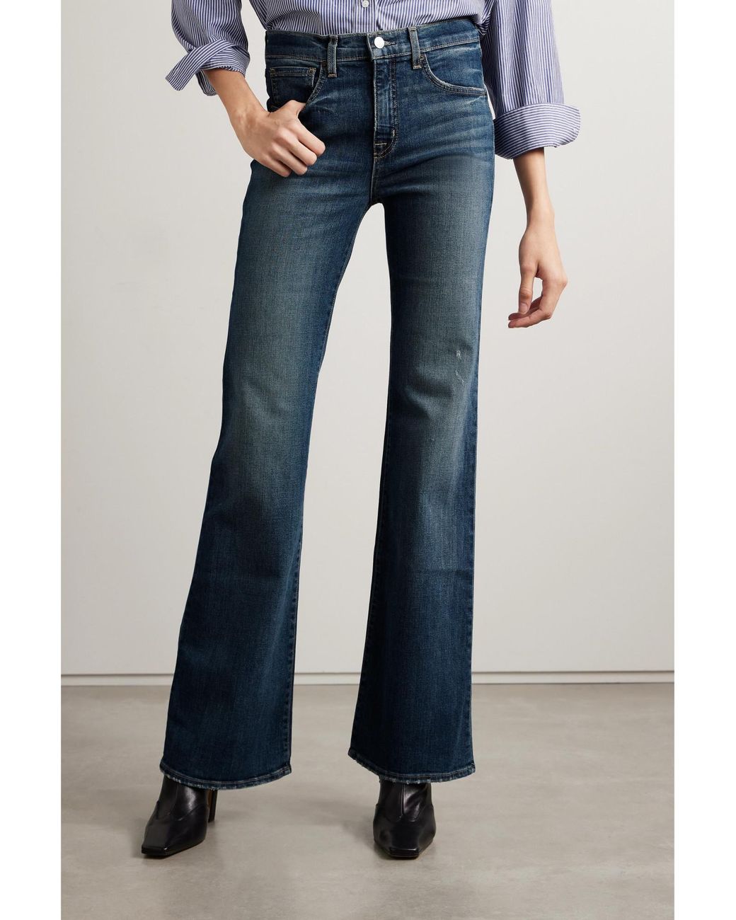 Nili Lotan Blue High-Rise Straight-Leg Jeans