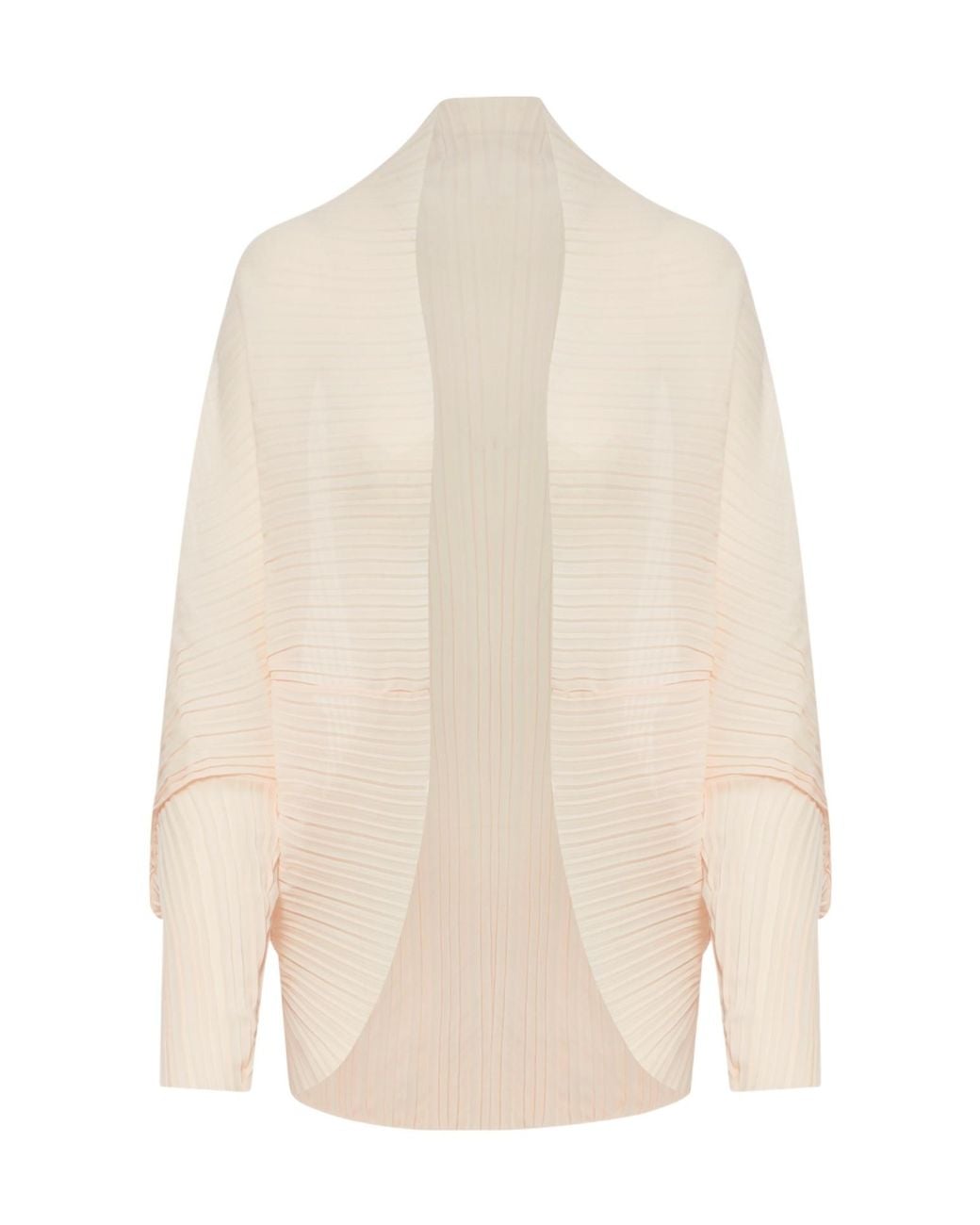Max Mara White Pleated Long-Sleeved Jacket