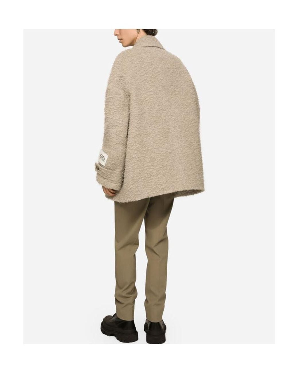 Dolce & Gabbana Natural Double-Breasted Vintage-Look Pea Coat for men