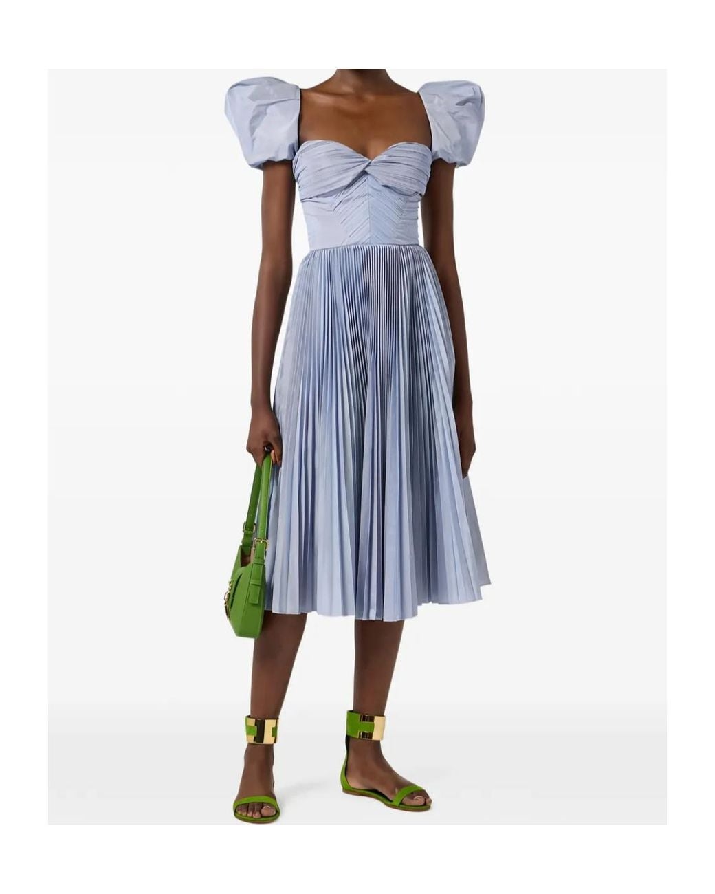 Elisabetta Franchi Blue Striped Taffeta Dress