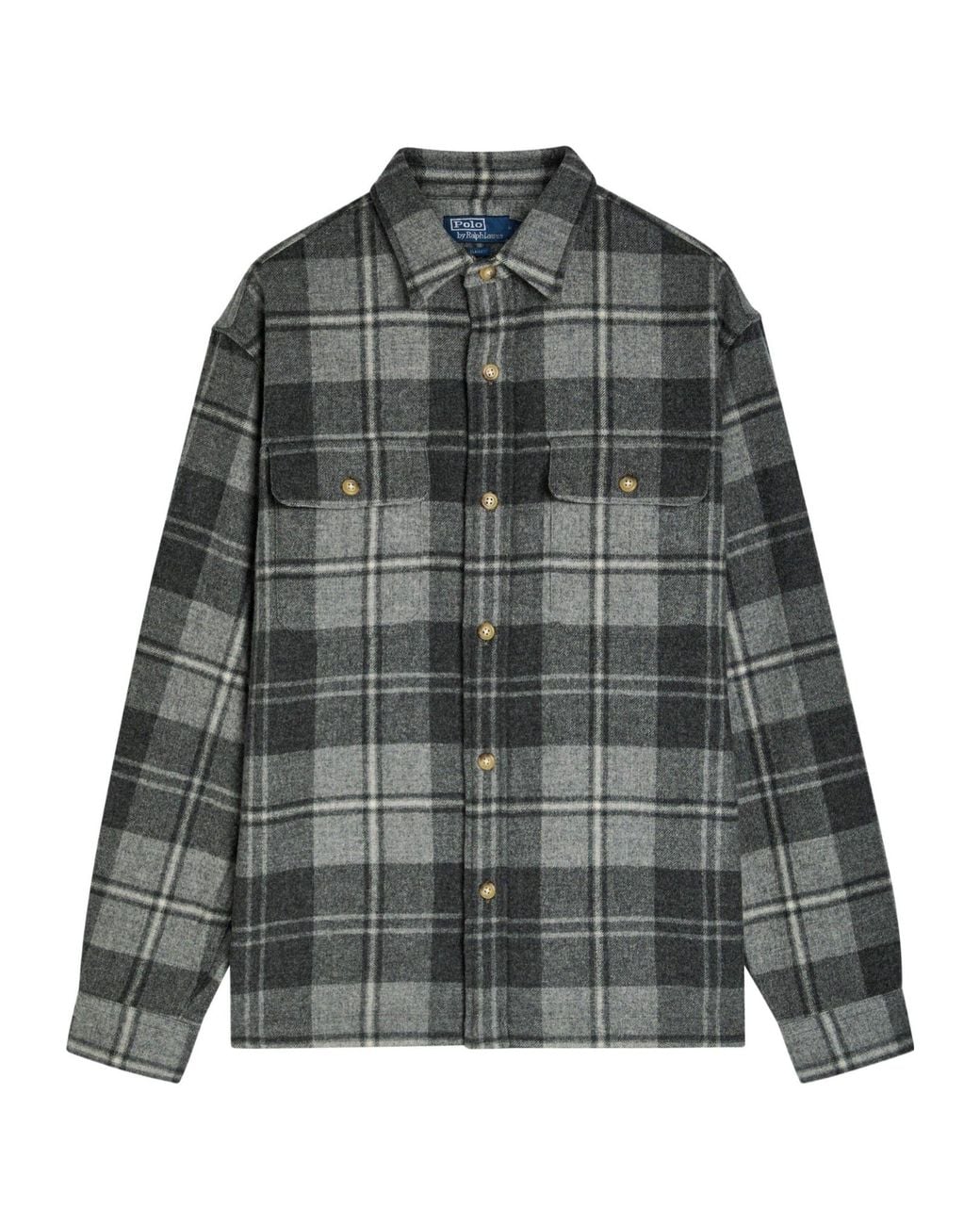 Polo Ralph Lauren Gray Plaid Wool Shirt for men