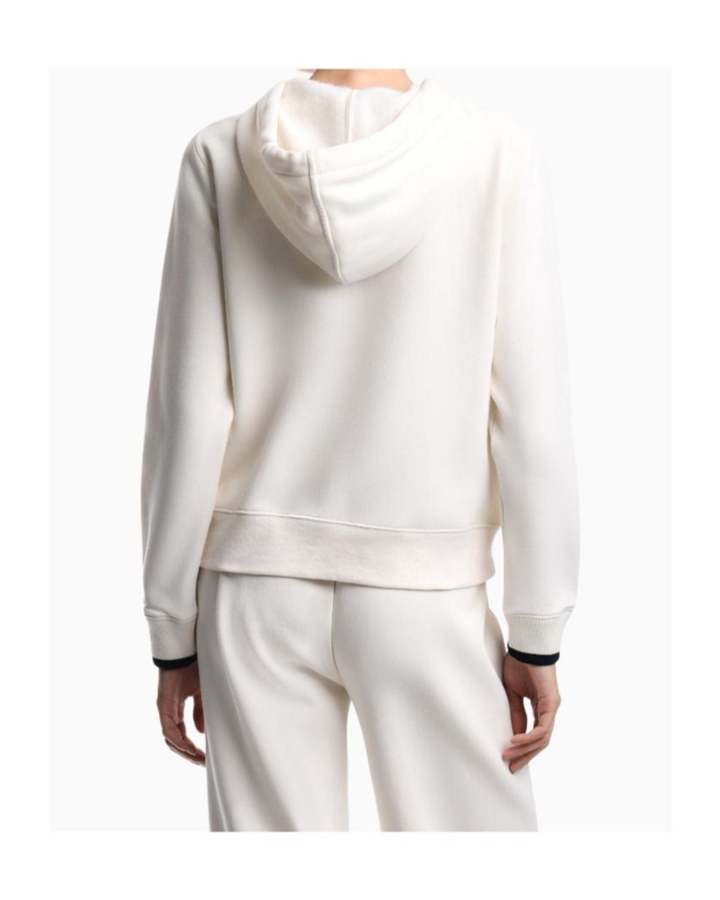 Emporio Armani Natural Logo-Embroidered Zip-Up Hoodie