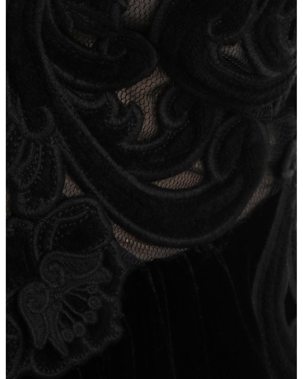 Zimmermann Black Floral-Embellished Velvet A-Line Dress