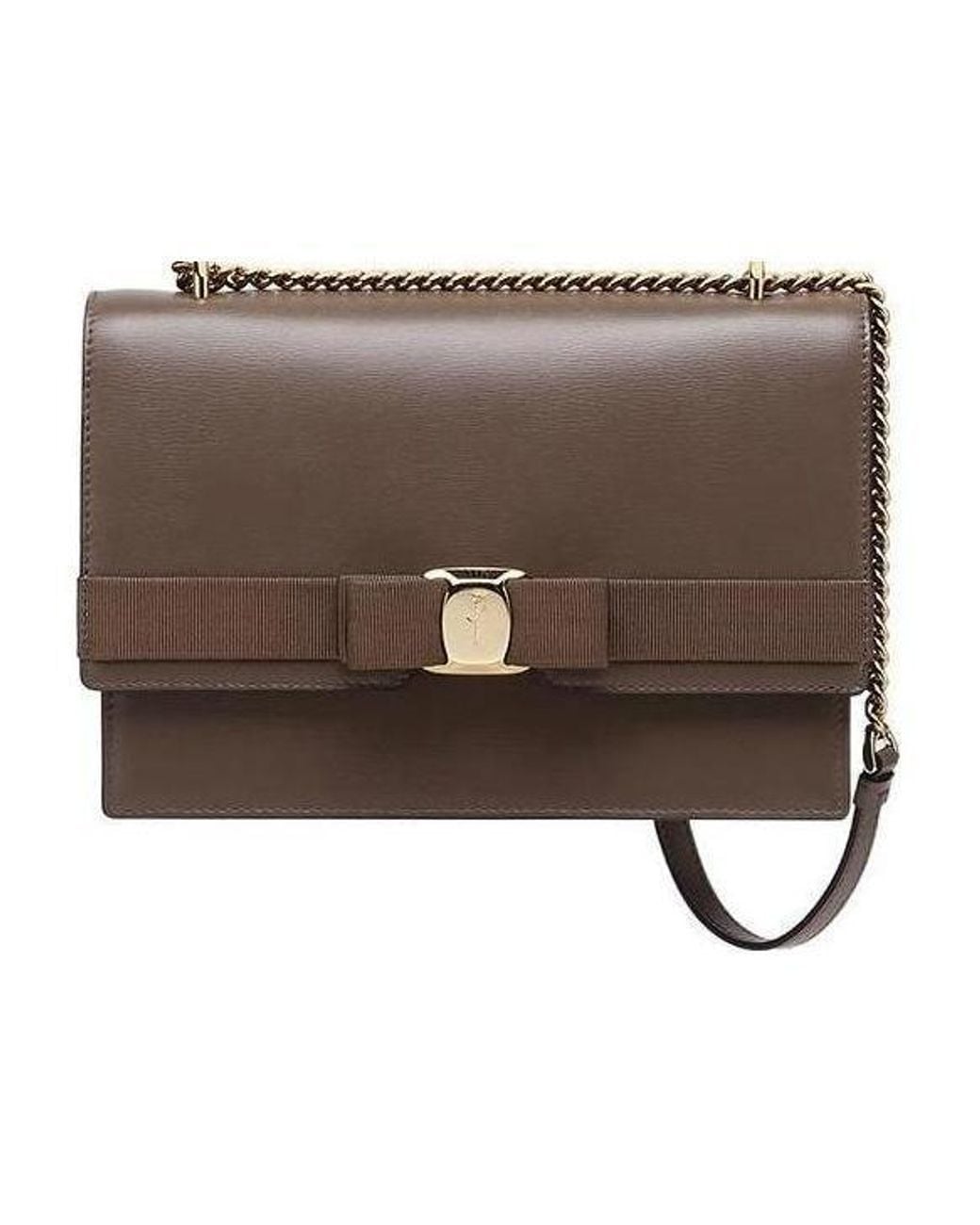 Ferragamo Brown Vara Bow Satchel