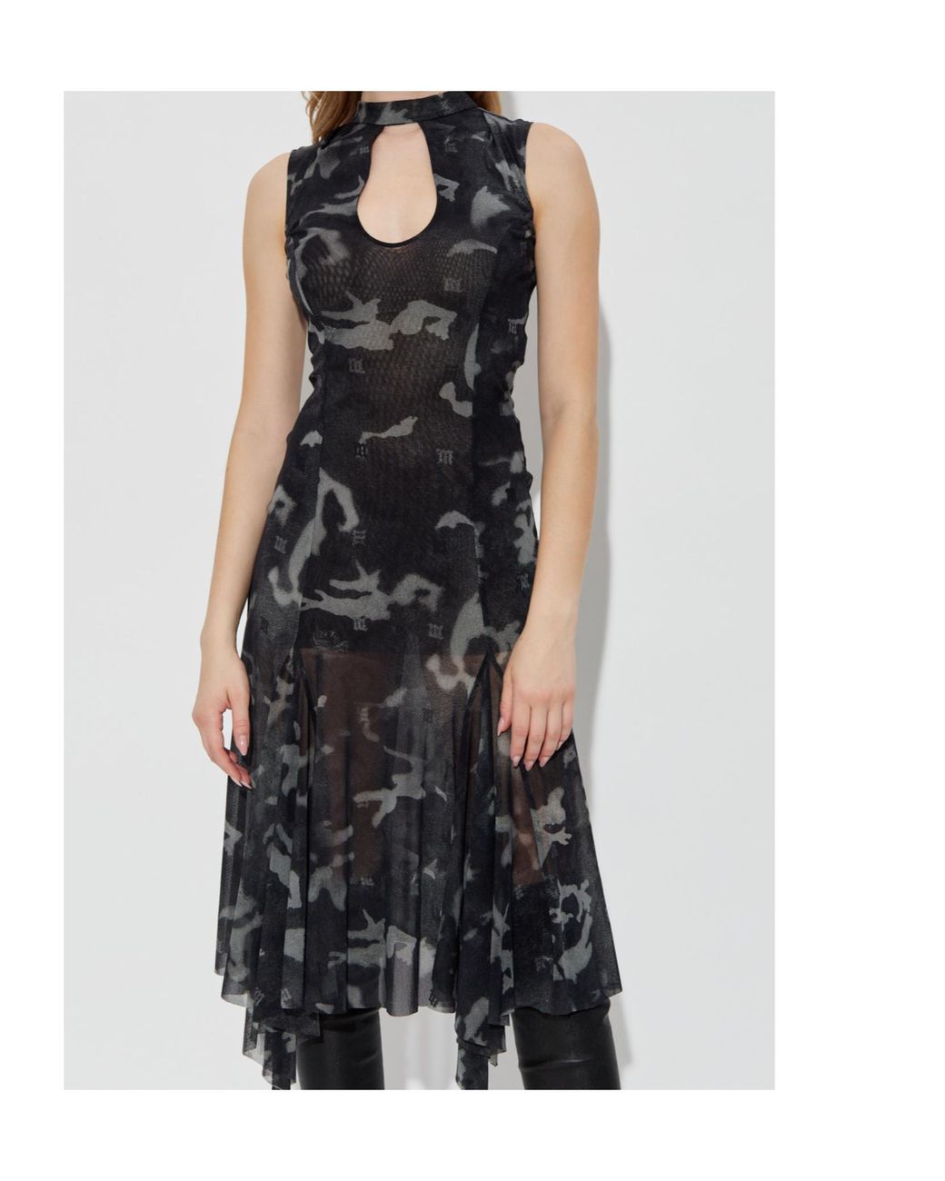 M I S B H V Black Transparent Printed Dress