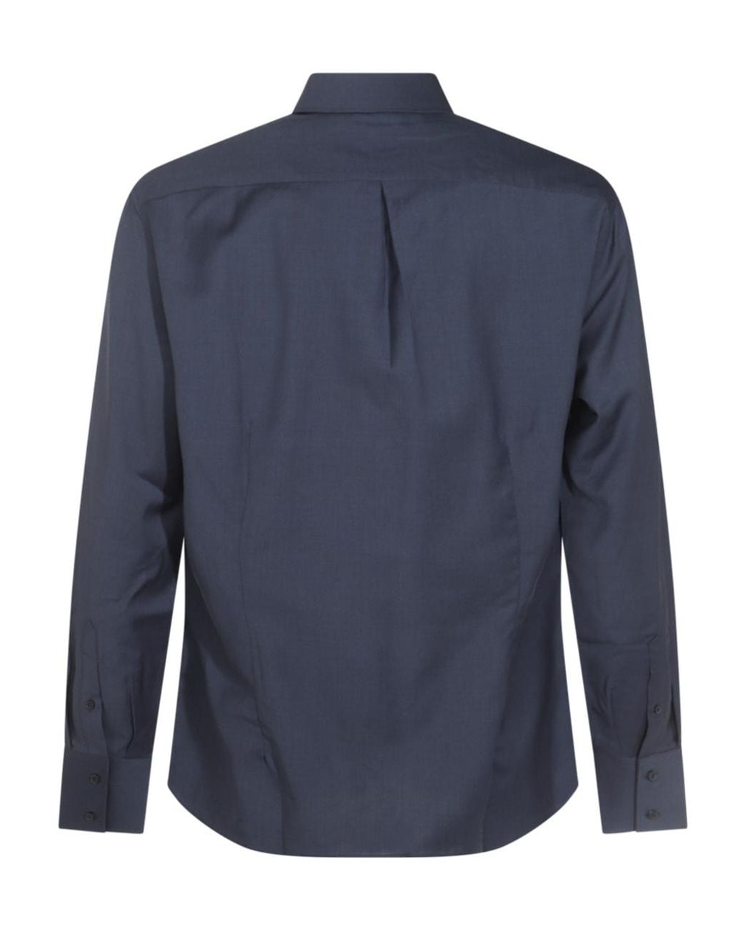 Brunello Cucinelli Blue Curved Hem Shirt for men