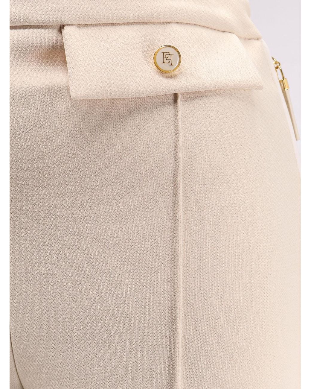 Elisabetta Franchi Natural Straight-Leg Tailored Pants
