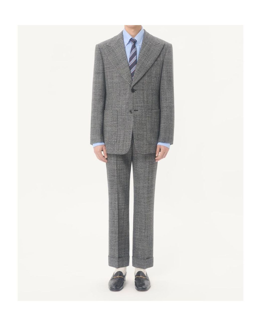 Valentino Gray Single-Breasted Mouliné Wool Jacket for men