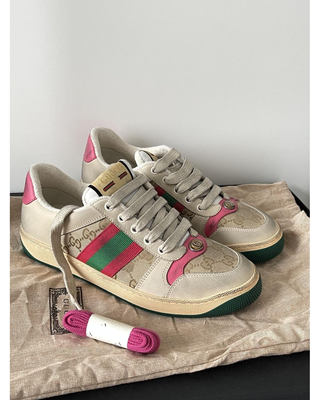Gucci Green Round Toe Sneakers