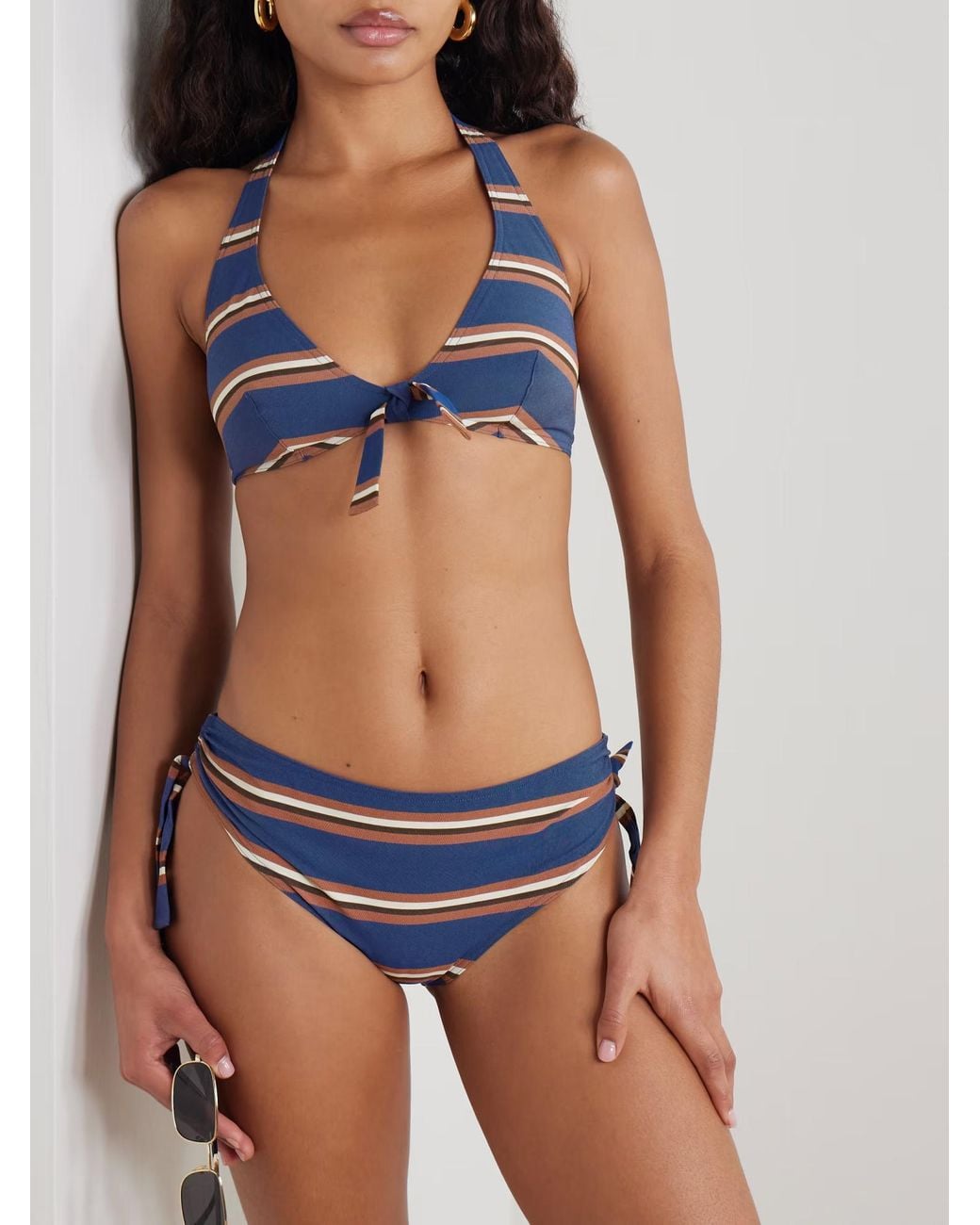 Eres Blue Striped Bikini Top