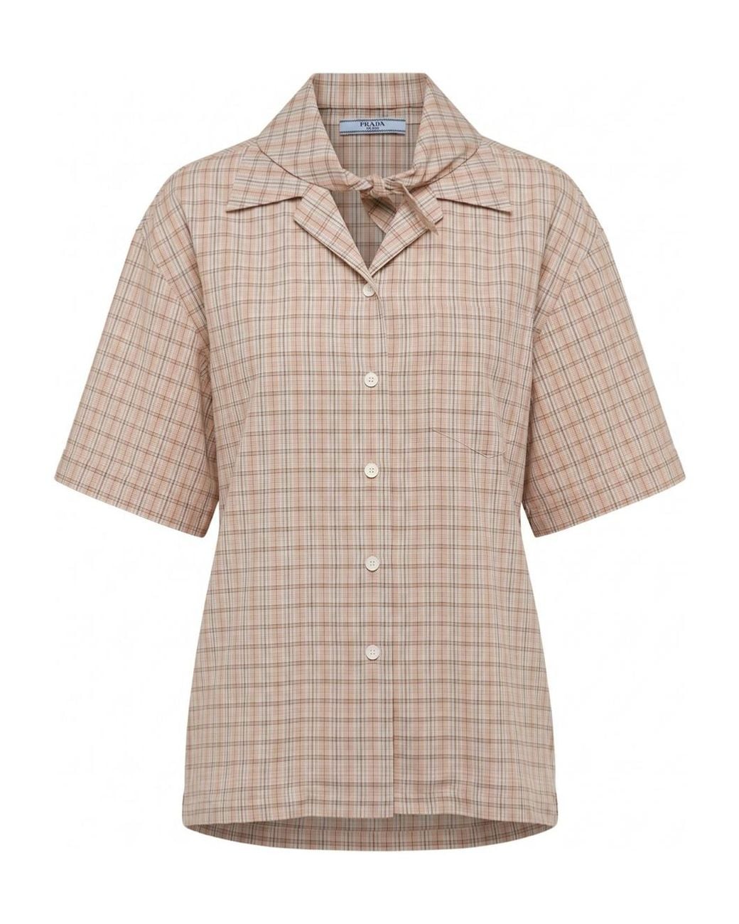 Prada Natural Short Sleeved Checked Shirt