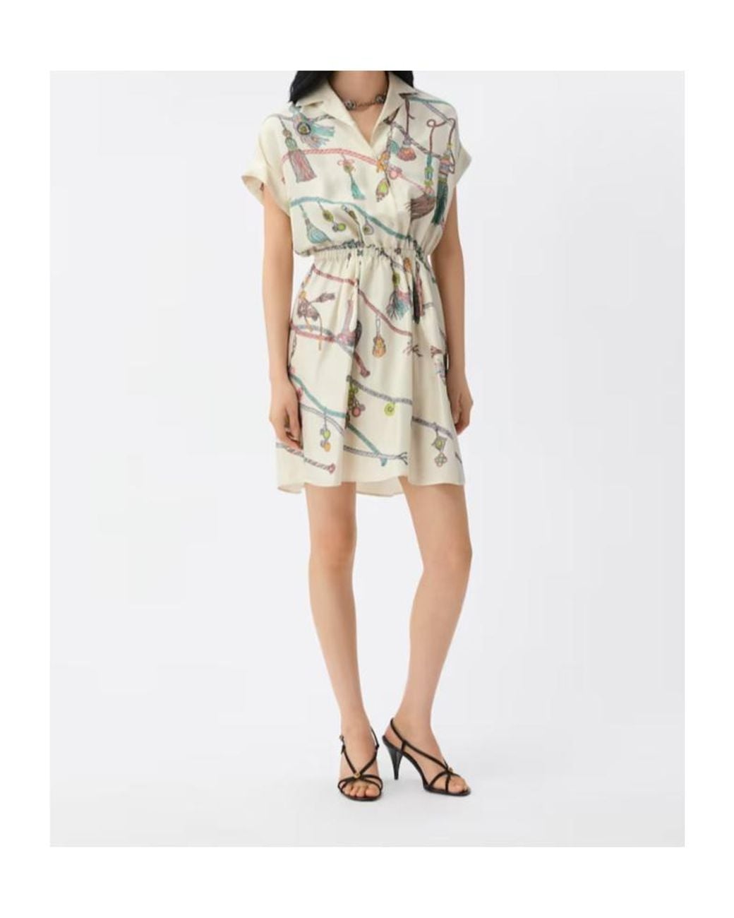 Versace White Hangin Out Printed Shirt Dress
