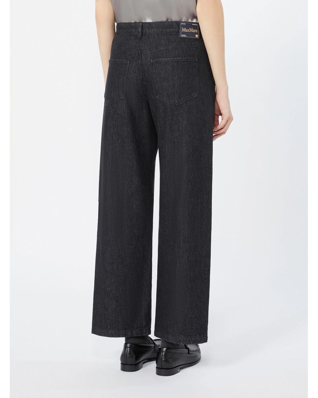 Max Mara Black Button-Up Wide-Leg Jeans