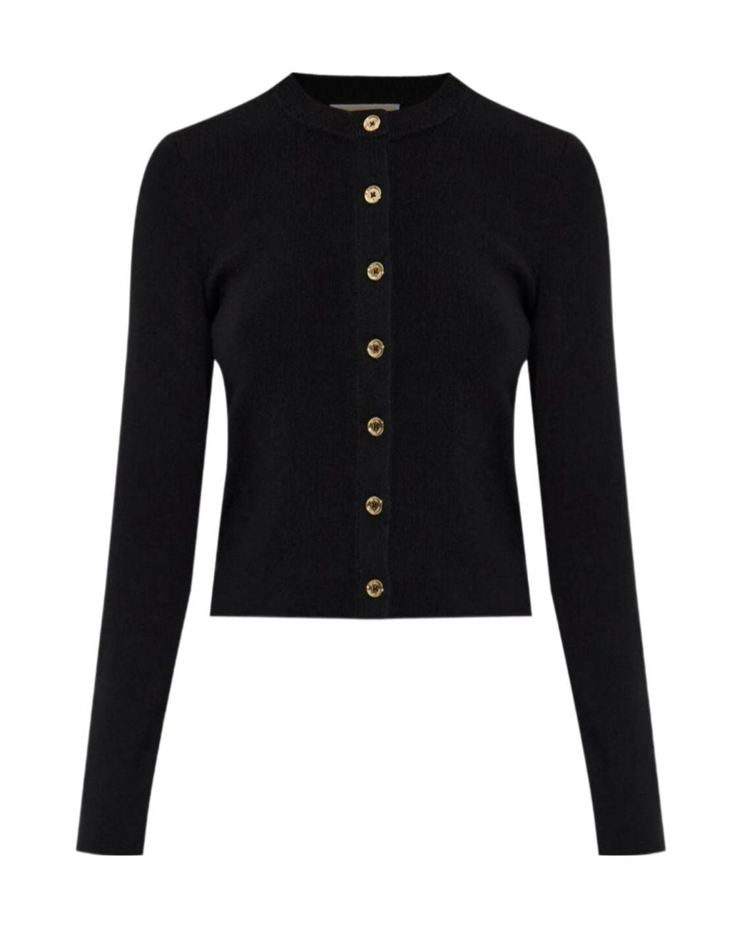 Michael Kors Black Ribbed-Button Cardigan
