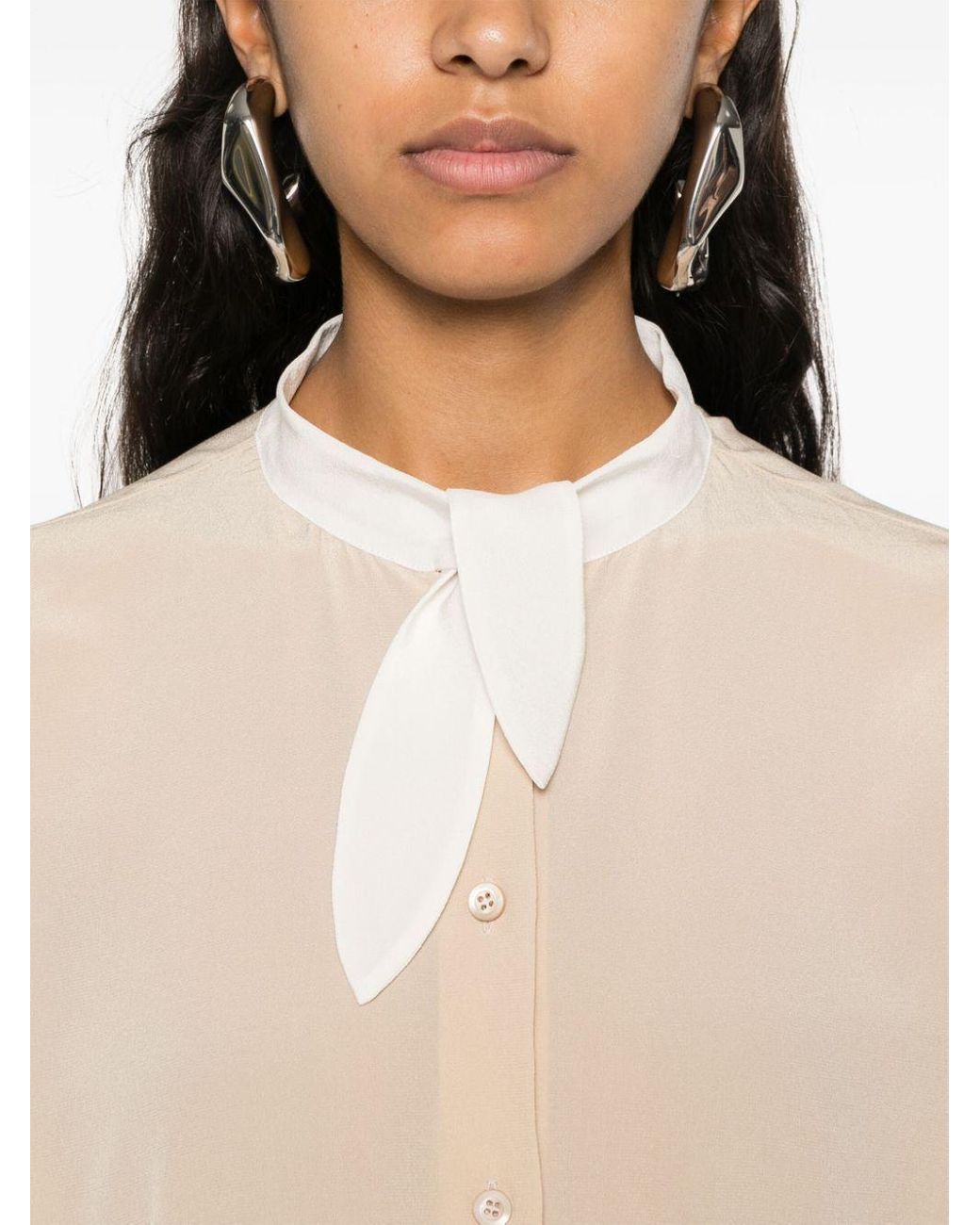 Prada White Tie-Fastened Button-Down Shirt