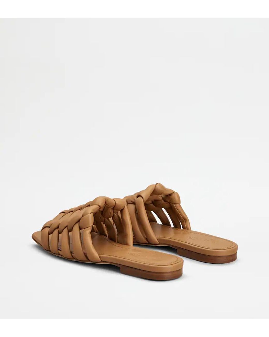 Tod's Brown Woven Slip-On Sandals