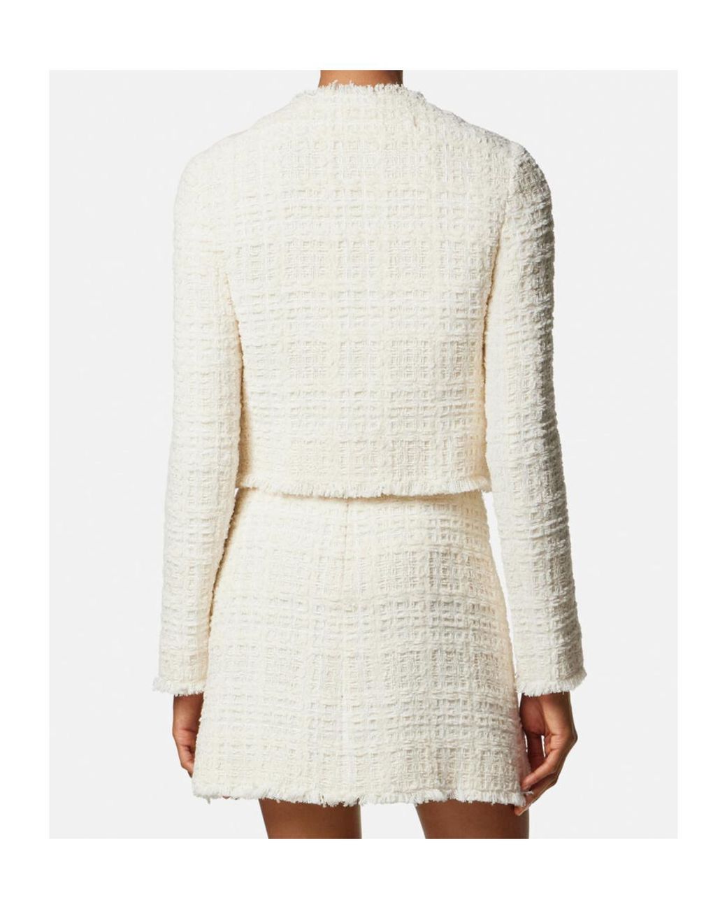 Versace White Tweed Zipped Blazer