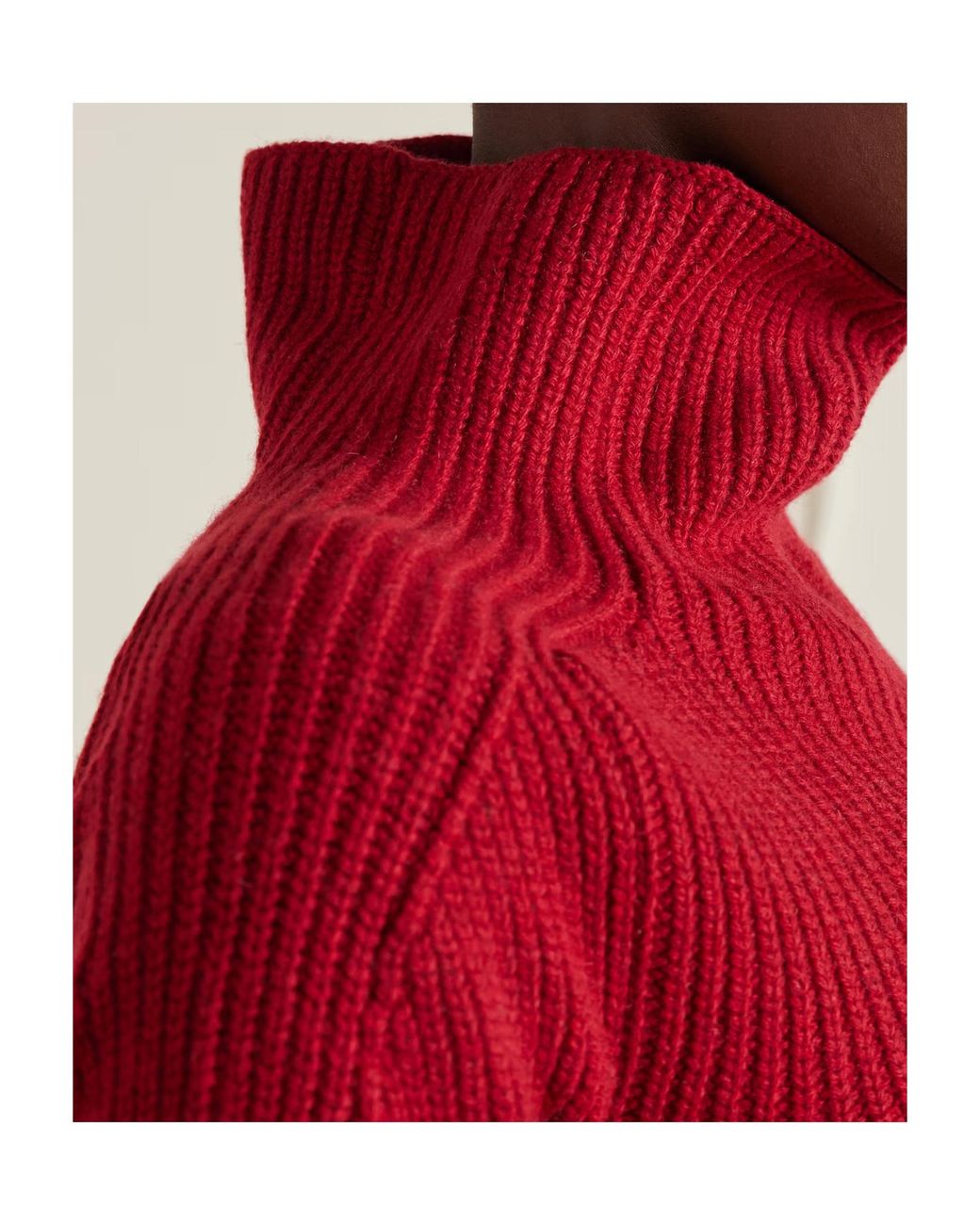 Magda Butrym Red Ribbed Cashmere Turtleneck Mini Dress