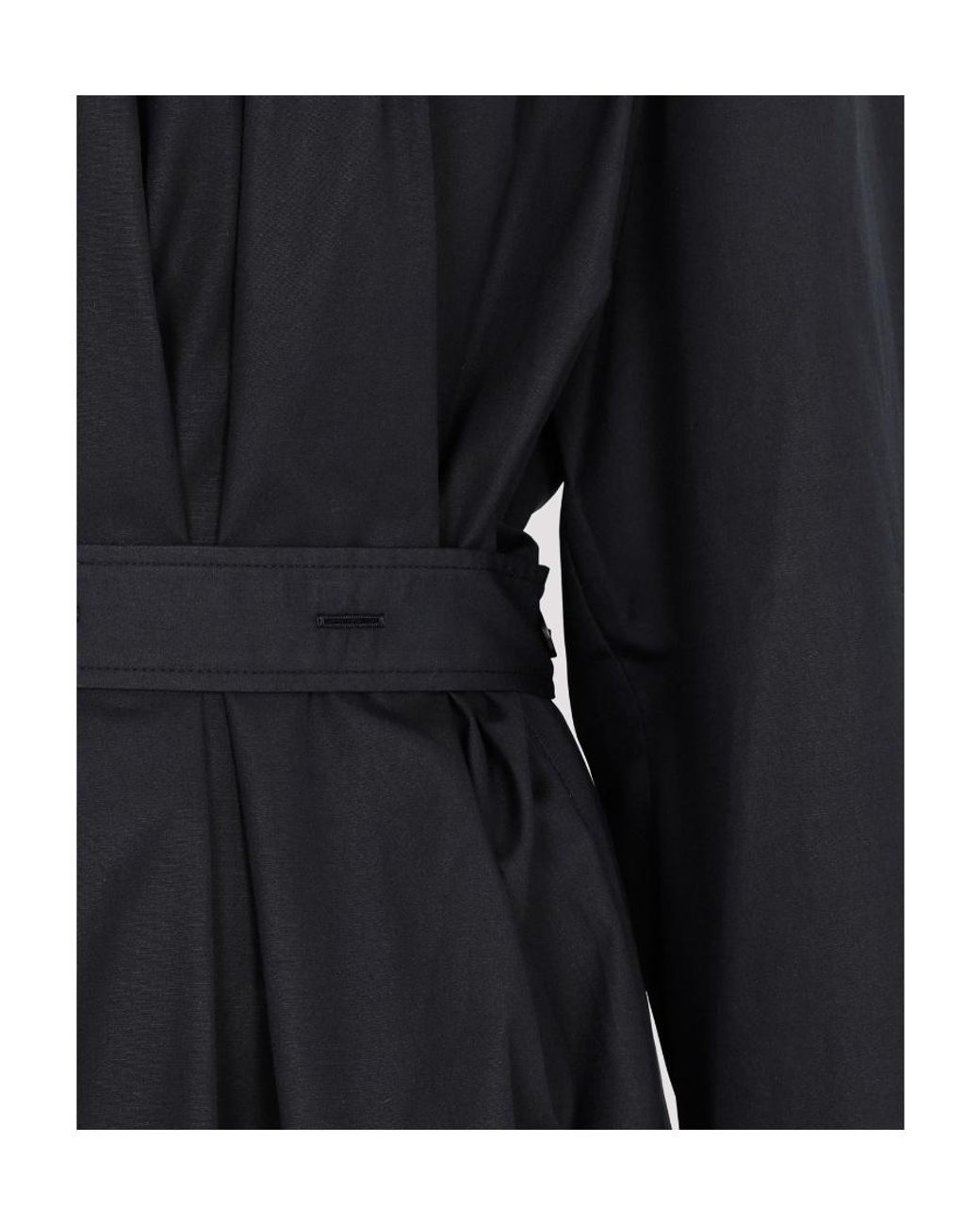 Lemaire Black Long-Sleeved Pleated Midi Dress