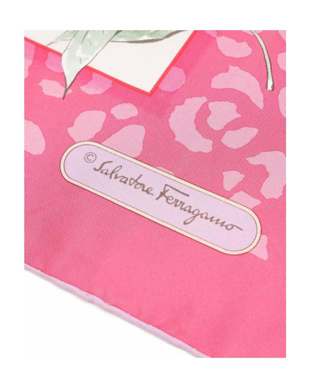 Ferragamo Pink Printed Silk Scarf