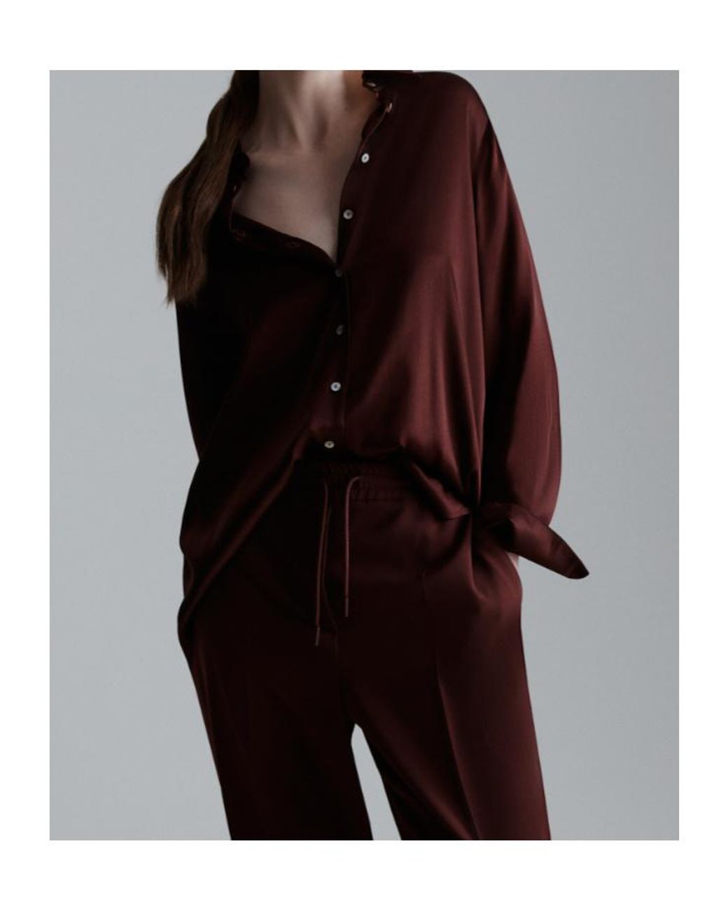 Marella Purple Silk-Blend Satin Shirt