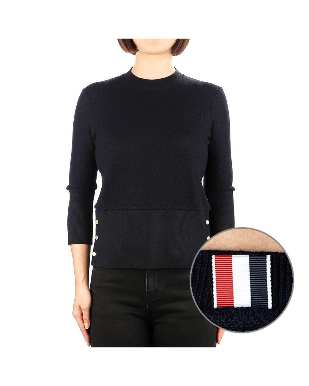 Thom Browne Blue Crewneck Straight Hem Jumper