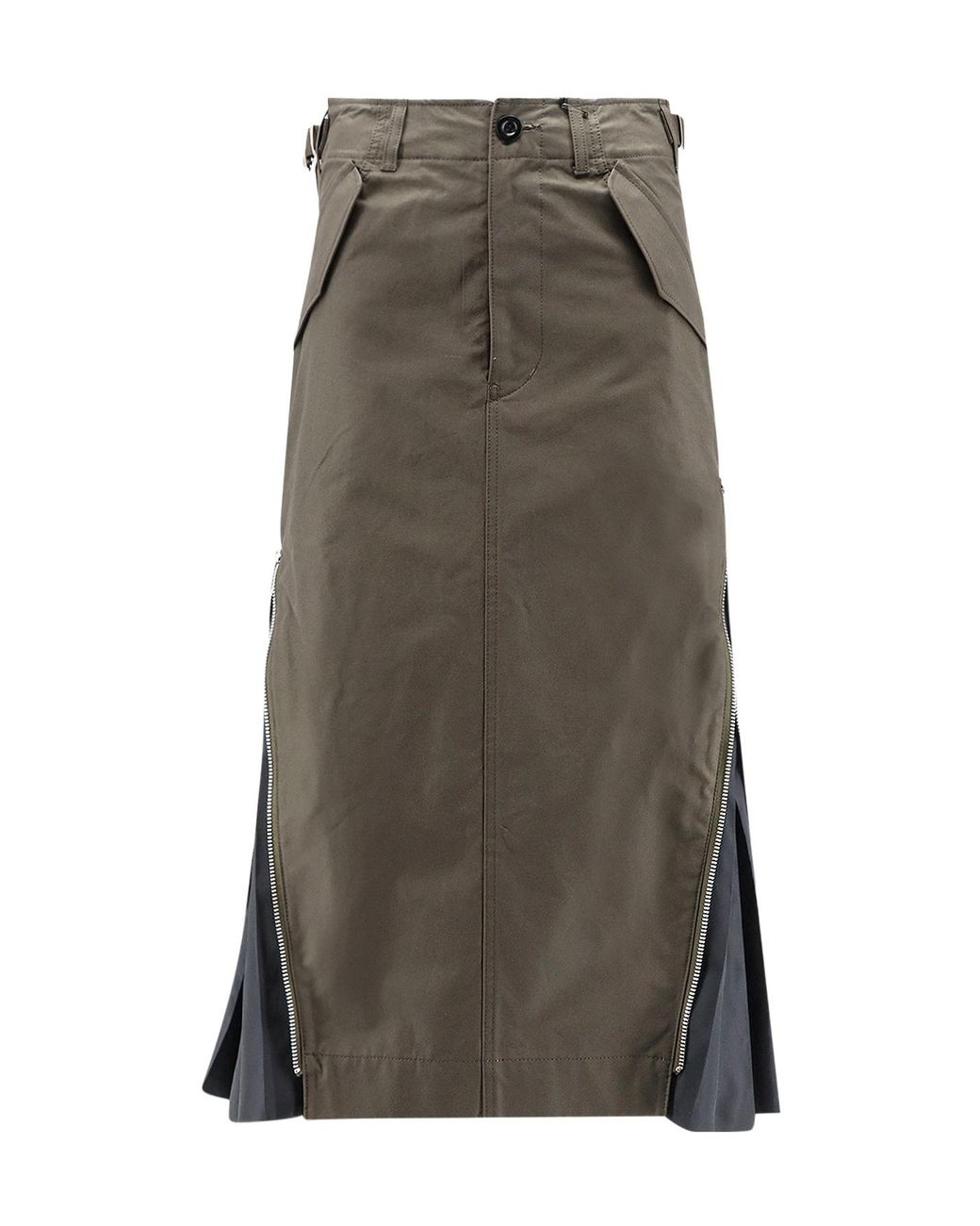 Sacai Multicolor Pleated-Panel Zip-Detail Mid Skirt