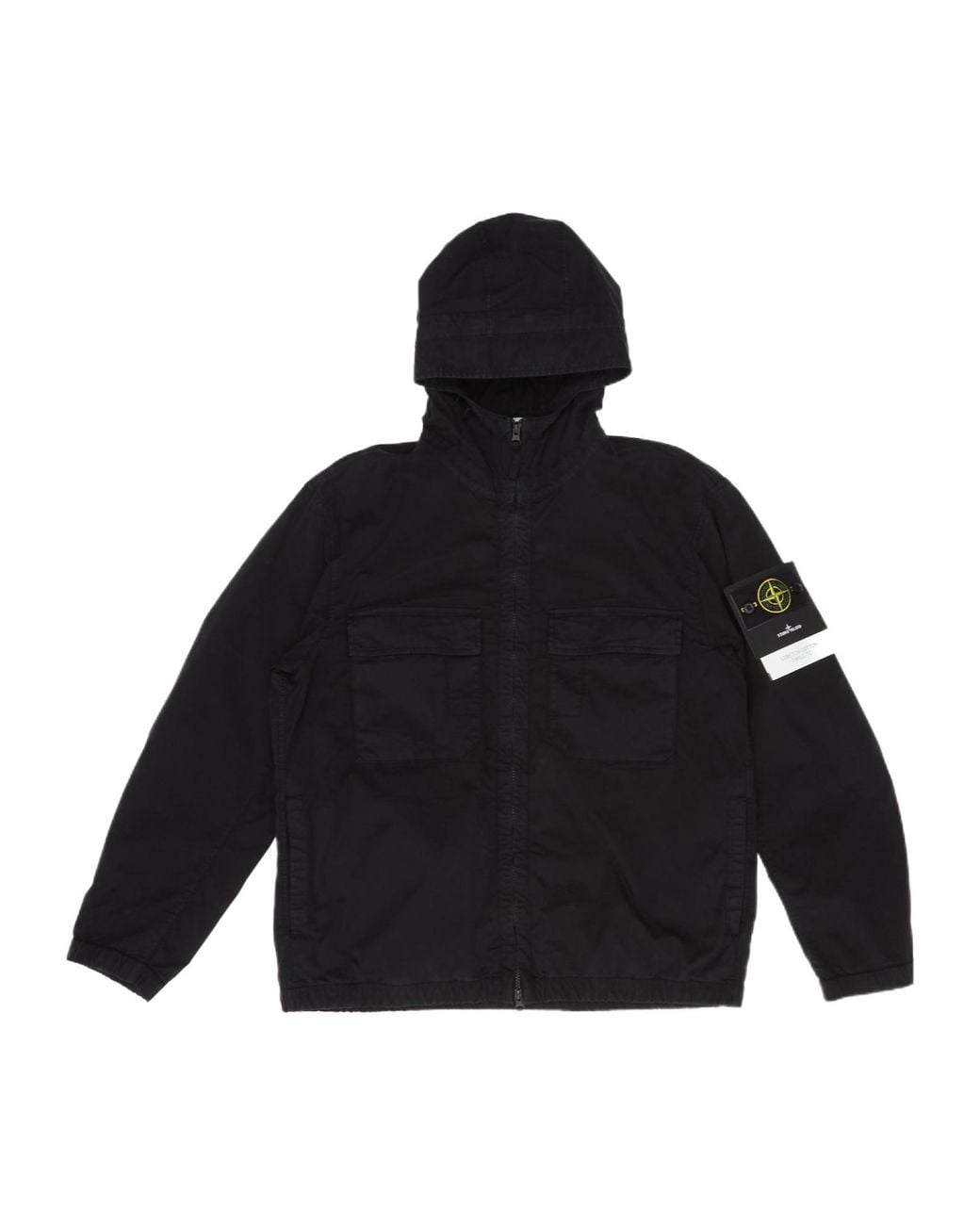Stone Island Black Zip-Up Hooded Jacket for men