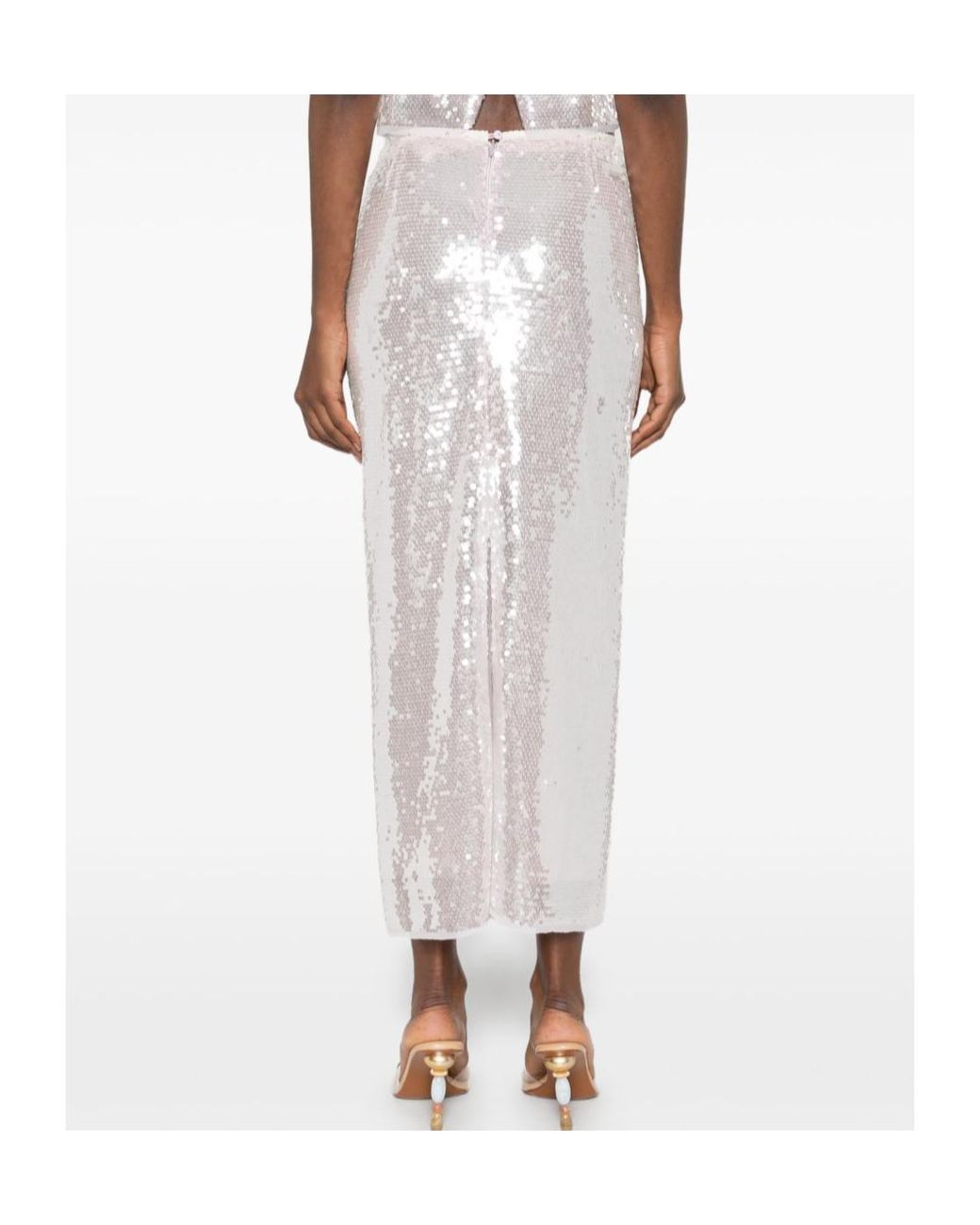 Forte_forte White Sequin-Embellished Pencil Skirt