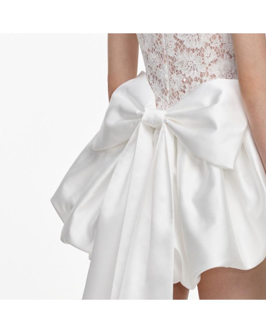 Self-Portrait White Sequin Lace Bow Mini Dress