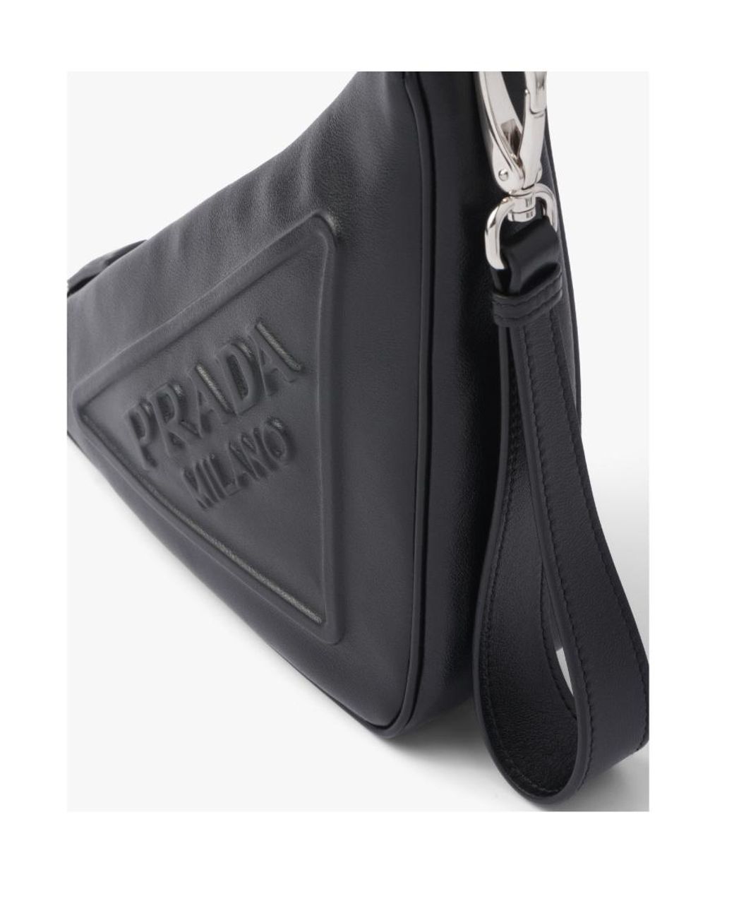 Prada Blue Leather Triangle Pouch for men