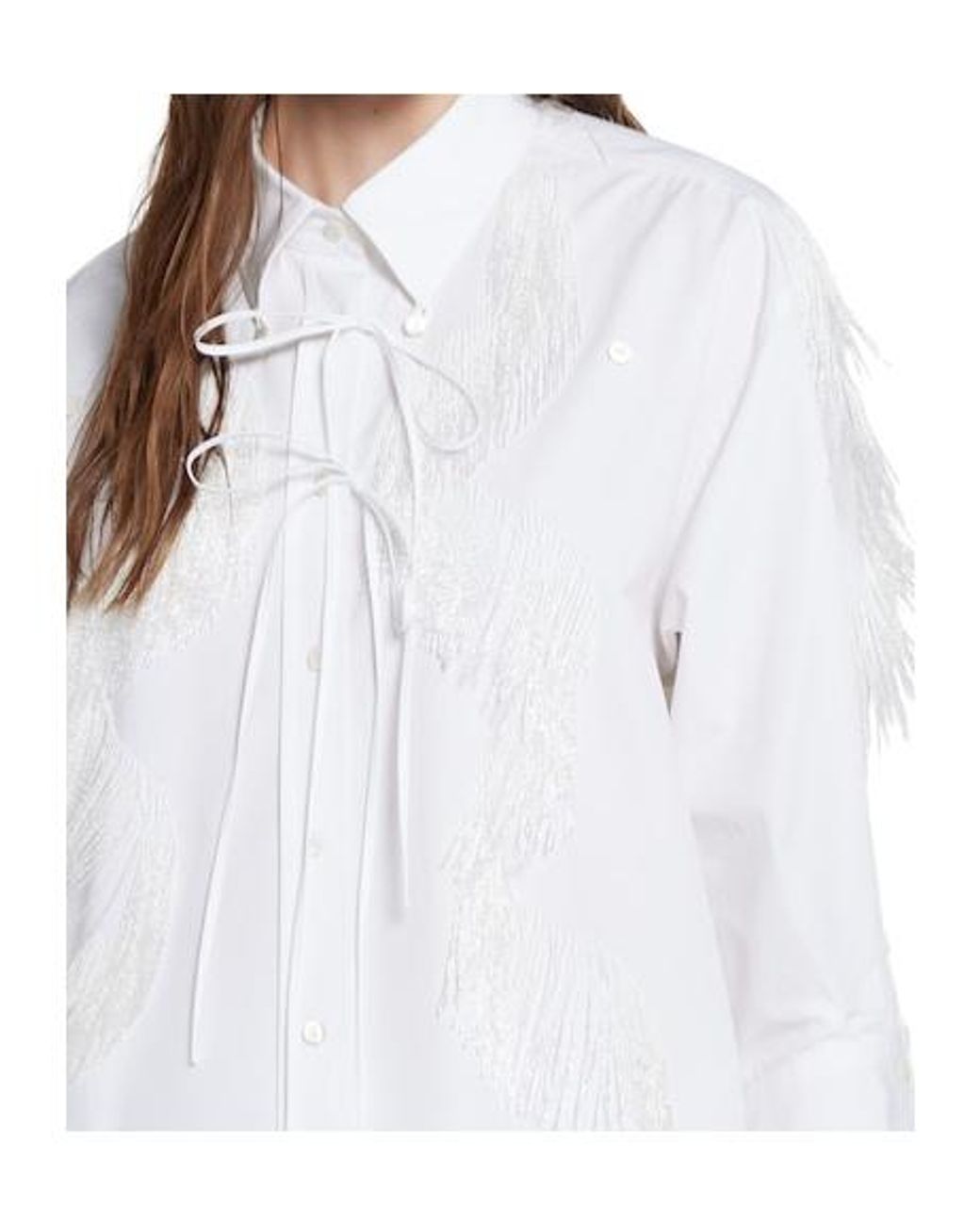 Gucci White Fringe Detailed Shimmering Shirt
