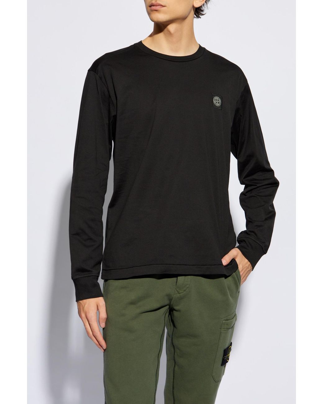 Stone Island Black Long-Sleeve T-Shirt for men
