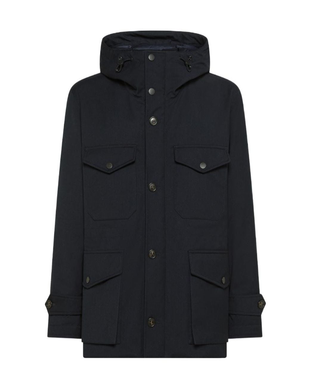 Seventy Black Hooded Multi-Pocket Jacket for men