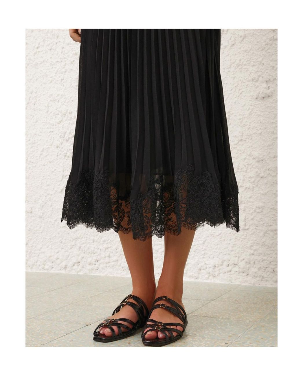 Zimmermann Black Pleated Slip Dress