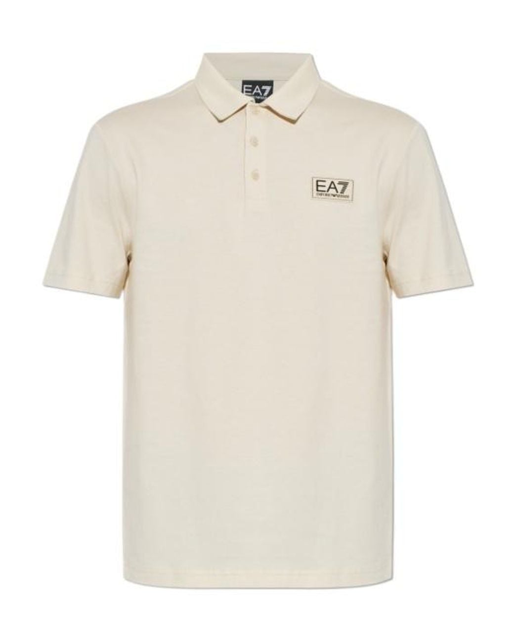 EA7 White Logo Patch Polo Shirt for men