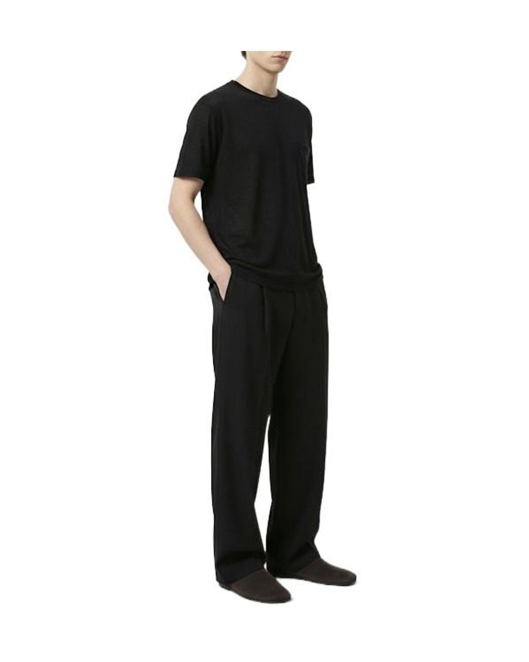 The Row Black Niels Wool Cashmere T-Shirt for men