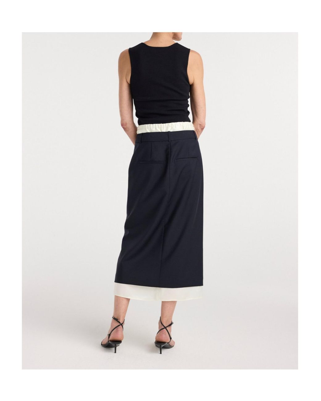 Rohe Black Contrast-Trim Midi Skirt