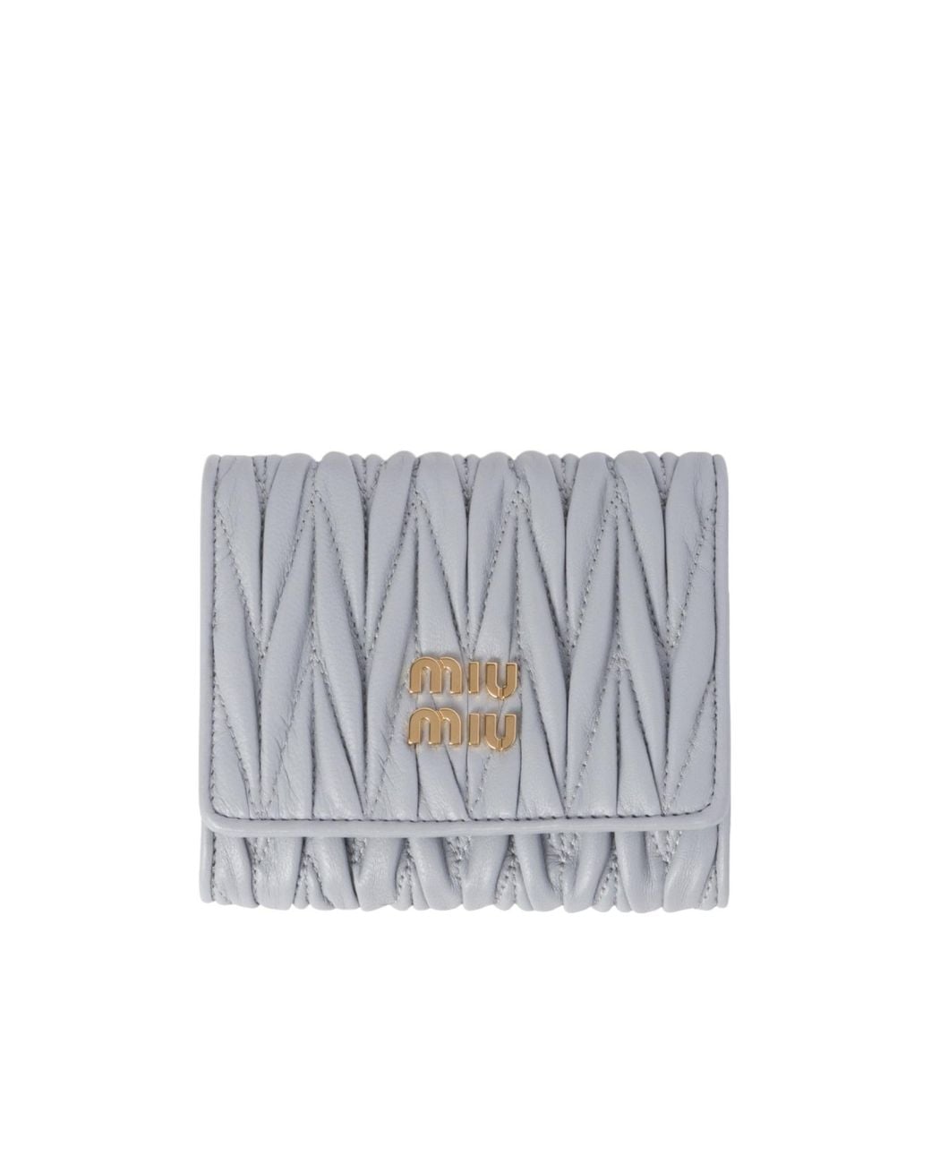 Miu Miu White Matelassé Nappa Leather Small Wallet