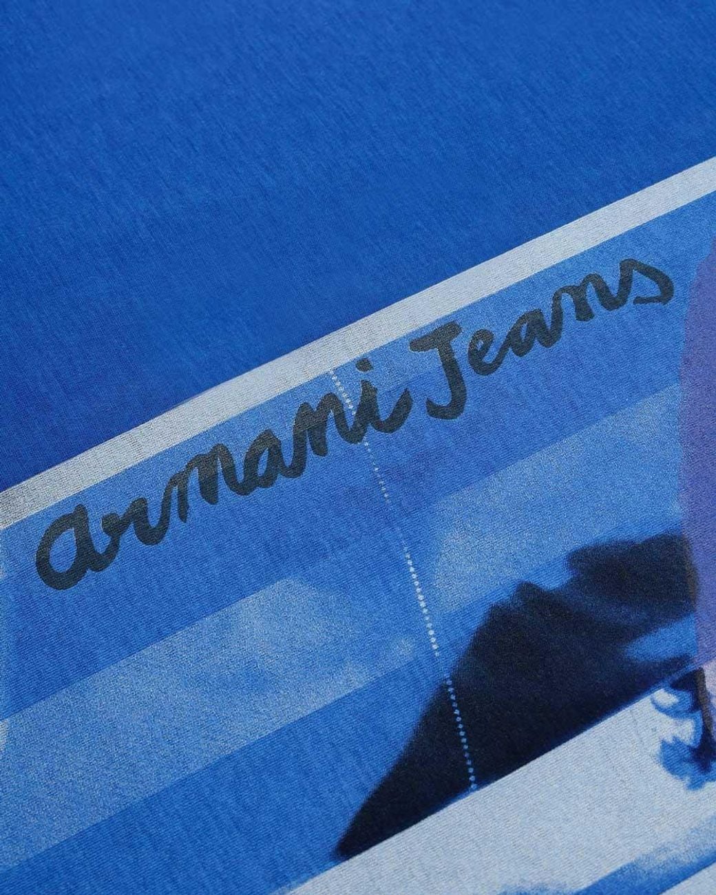 Armani Jeans Blue Crew Neck Printed T-Shirt
