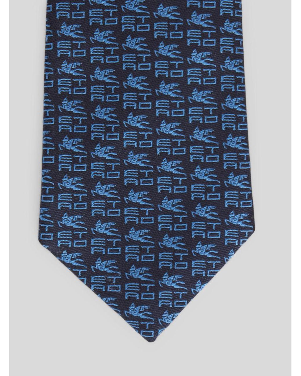 Etro Blue Monogram Embroidered Tie for men