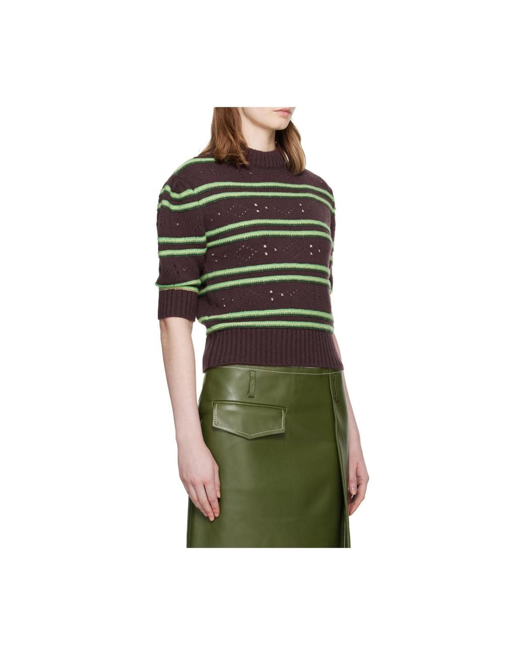 Marni Green Openwork Knit Sweater