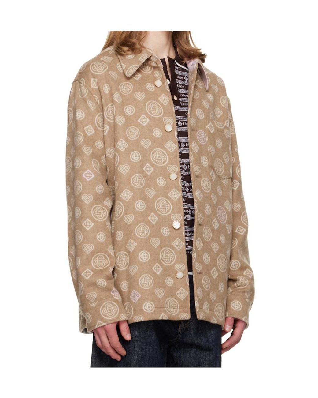 Casablanca Brown Monogram Button-Up Jacket for men