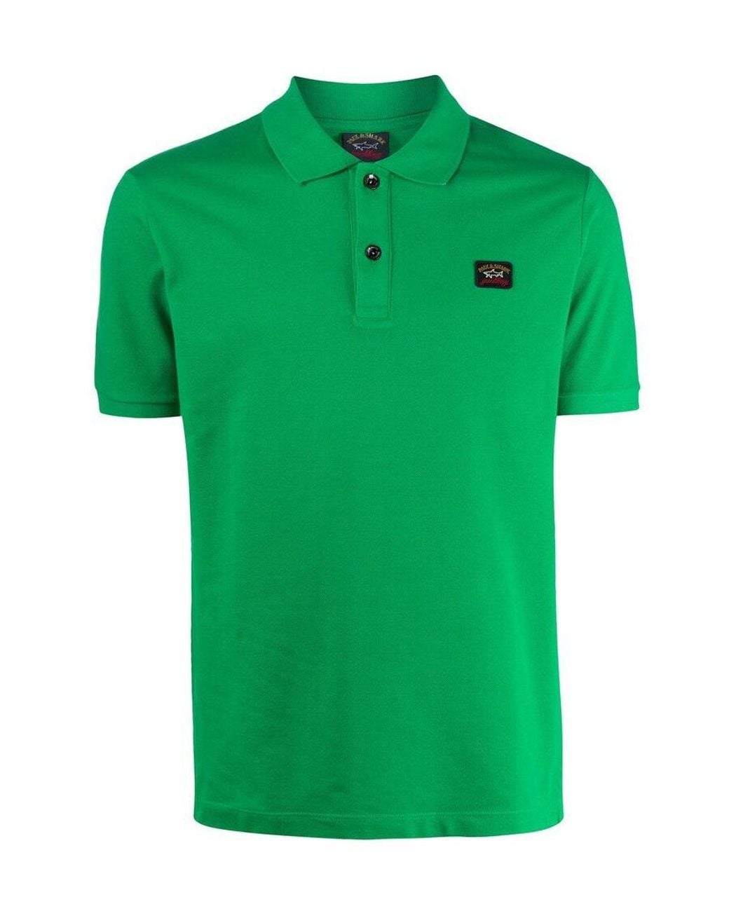Paul & Shark Green Logo Patch Polo Shirt for men