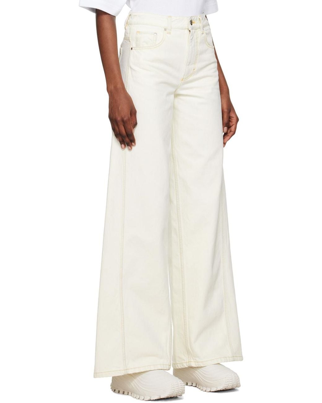 Moncler White Bleached Denim Jeans