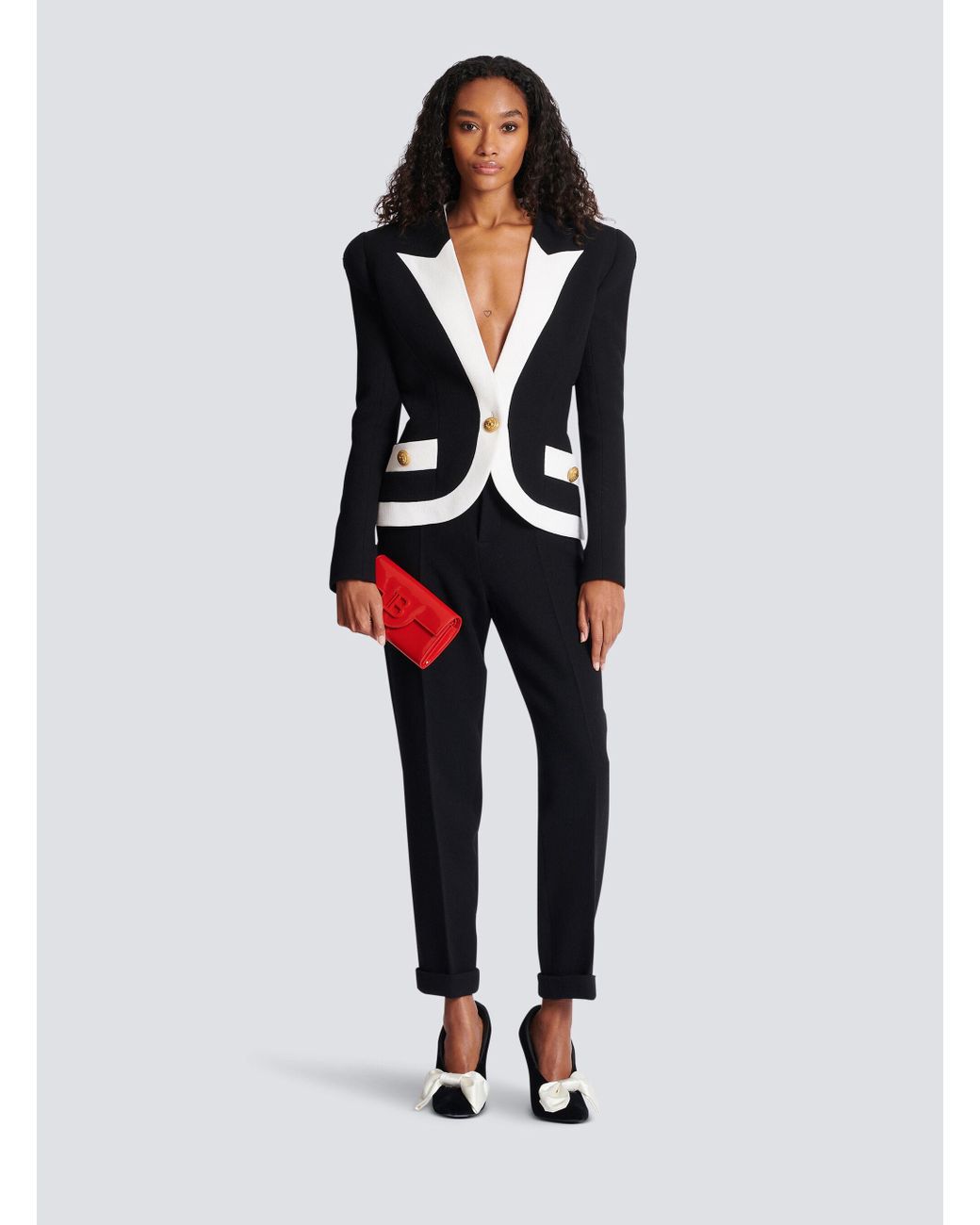 Balmain Black Two-tone Wool Jacket