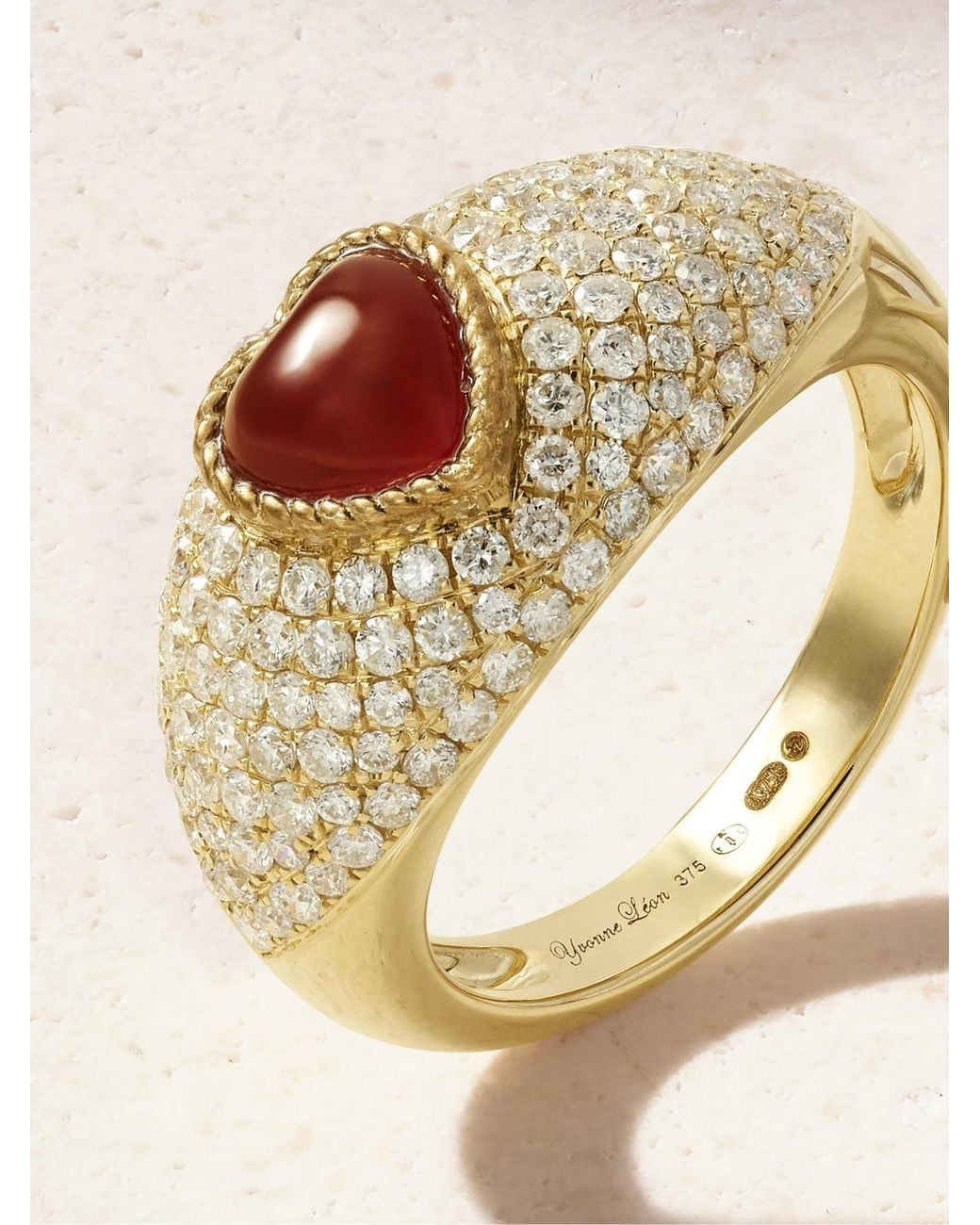 Yvonne Léon Metallic 9-Karat, Agate And Diamond Ring